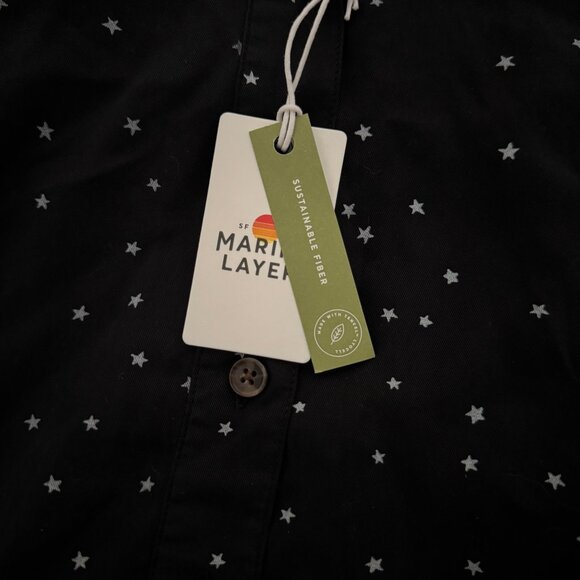 Marine Layer Starry Print Relaxed Fit Long Sleeve Shirt Black Large button down - Picture 15 of 16